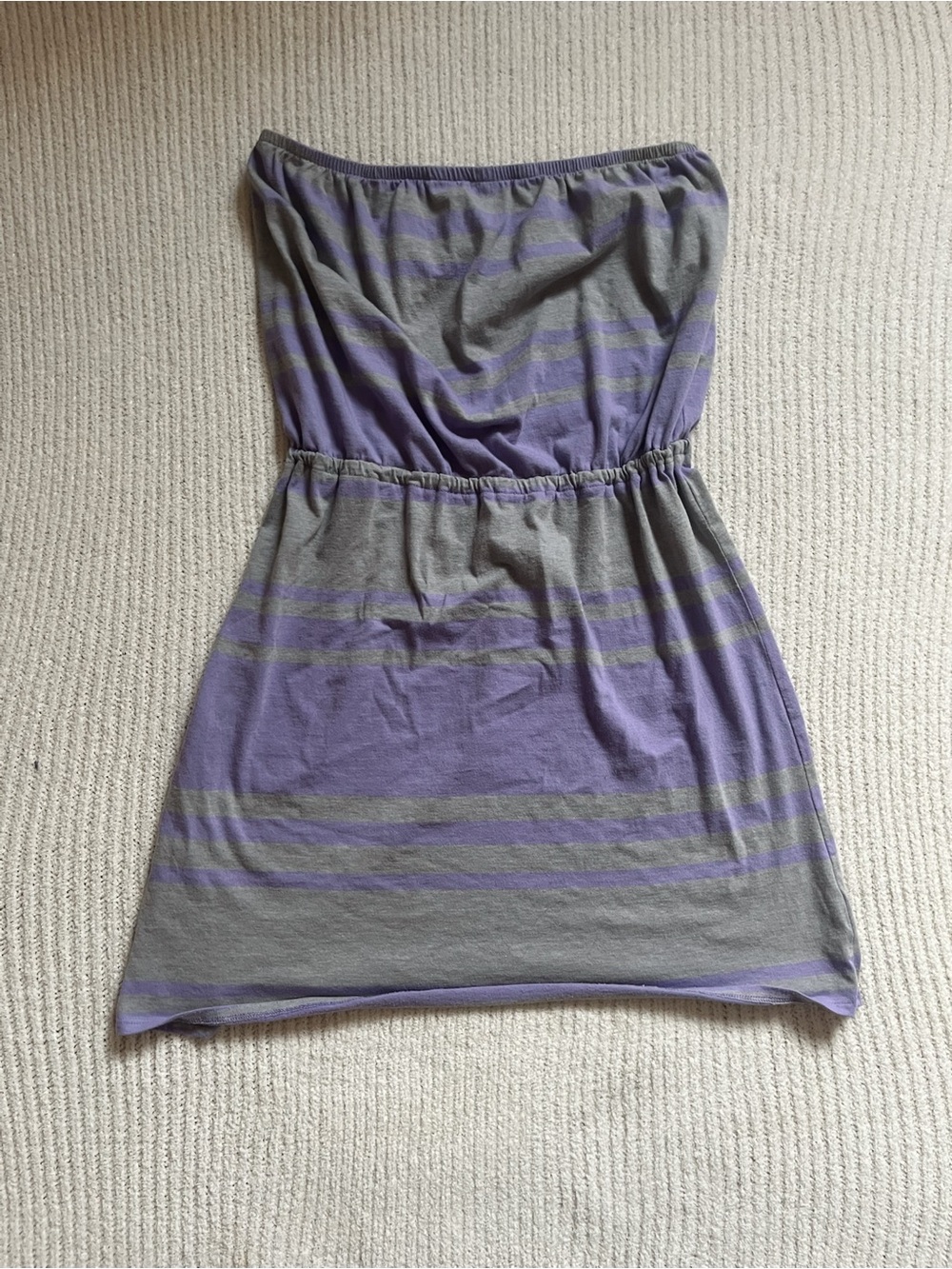 Old Navy Strapless Knit Dress in Lavender and Gray Stripes